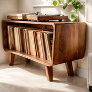 Mid-Century Solid Wood Record Storage Console, Media Player Stand For Home Decor