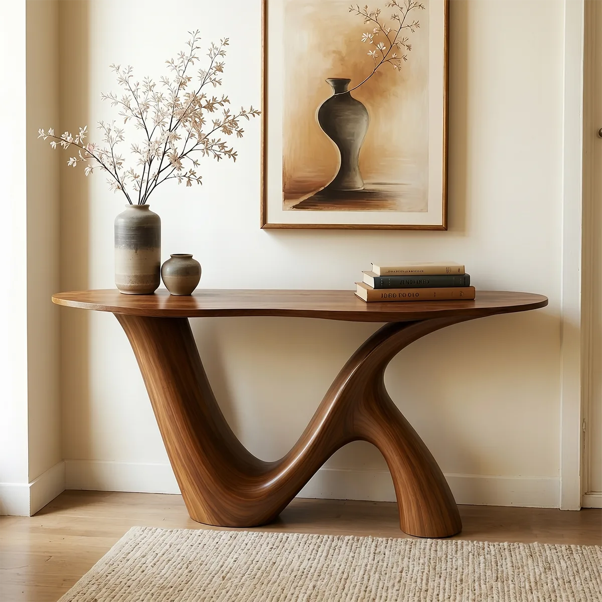 Live Edge Solid Wood Console Table | Organic Modern Hallway Table