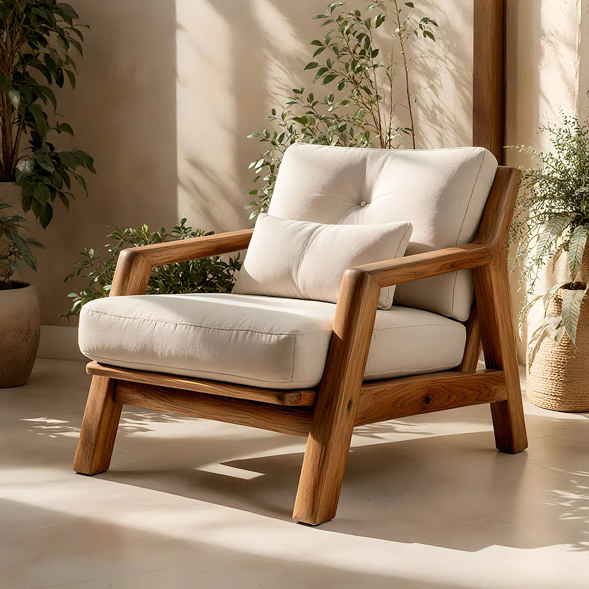 Solid Wood Lounge Chair | Modern Wooden Accent Chair for Living Room TT006-1283