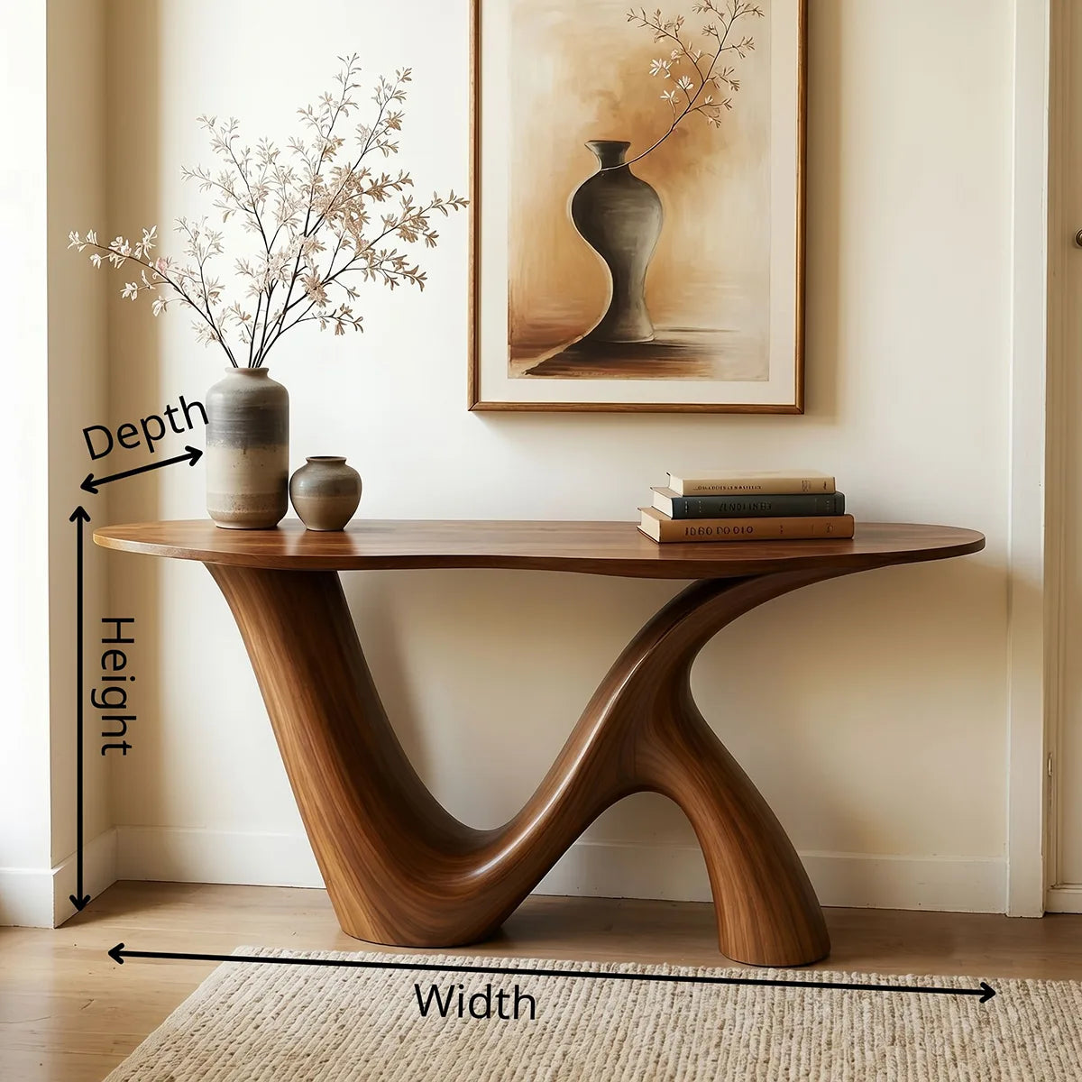 Live Edge Solid Wood Console Table | Organic Modern Hallway Table