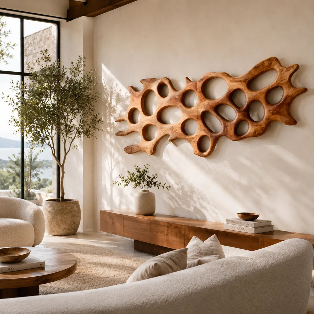 Abstract Organic Wood Wall Art | Modern Sculptural Wooden Wall Decor for Living Room, Bedroom & Office TT006-9592