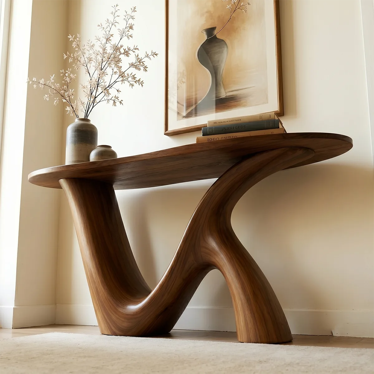 Live Edge Solid Wood Console Table | Organic Modern Hallway Table