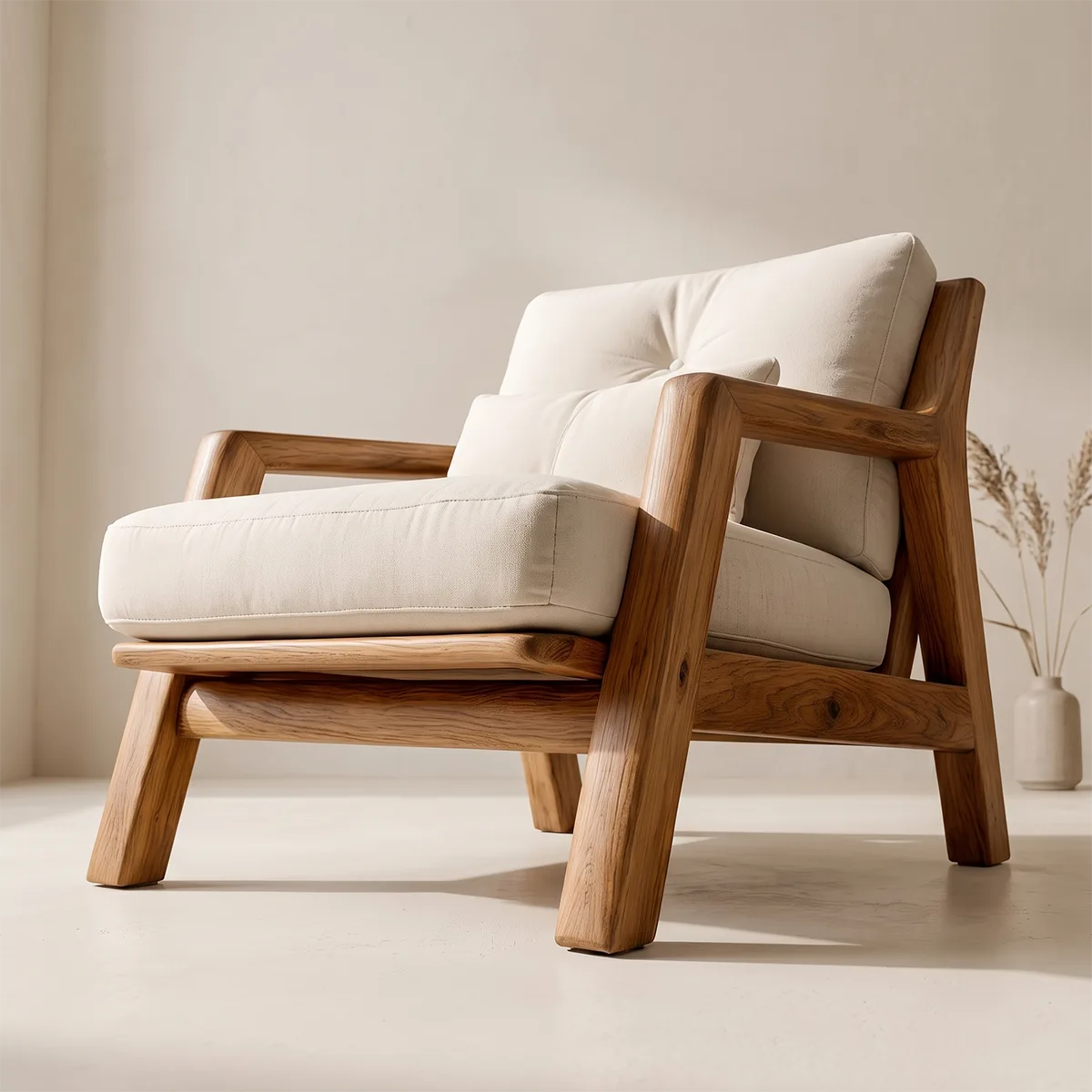 Solid Wood Lounge Chair | Modern Wooden Accent Chair for Living Room TT006-1283