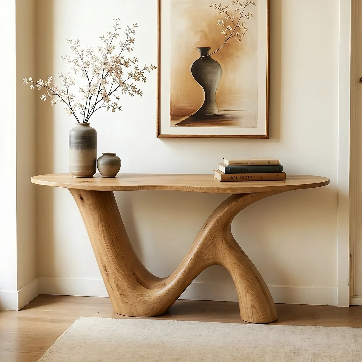 Live Edge Solid Wood Console Table | Organic Modern Hallway Table