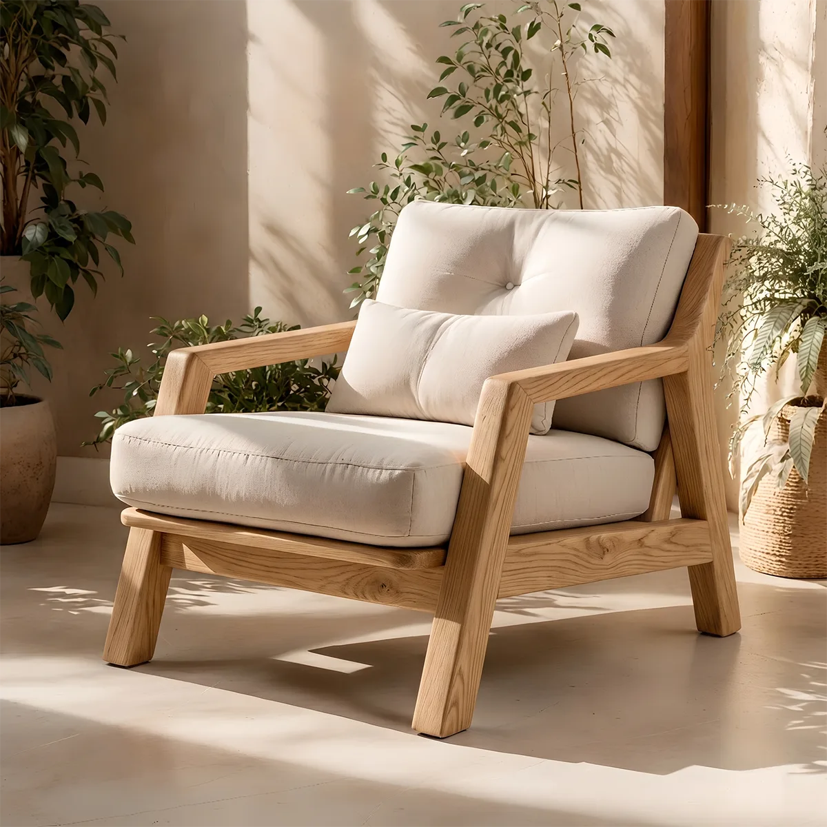 Solid Wood Lounge Chair | Modern Wooden Accent Chair for Living Room TT006-1283