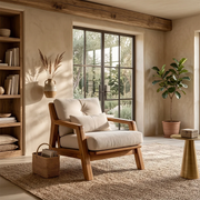 Solid Wood Lounge Chair | Modern Wooden Accent Chair for Living Room TT006-1283