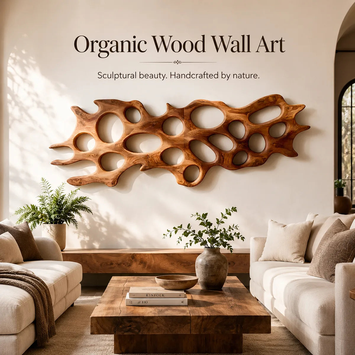 Abstract Organic Wood Wall Art | Modern Sculptural Wooden Wall Decor for Living Room, Bedroom & Office TT006-9592