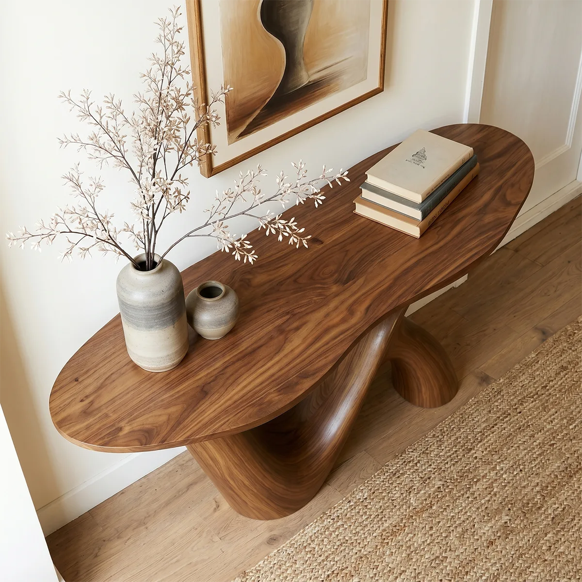Live Edge Solid Wood Console Table | Organic Modern Hallway Table