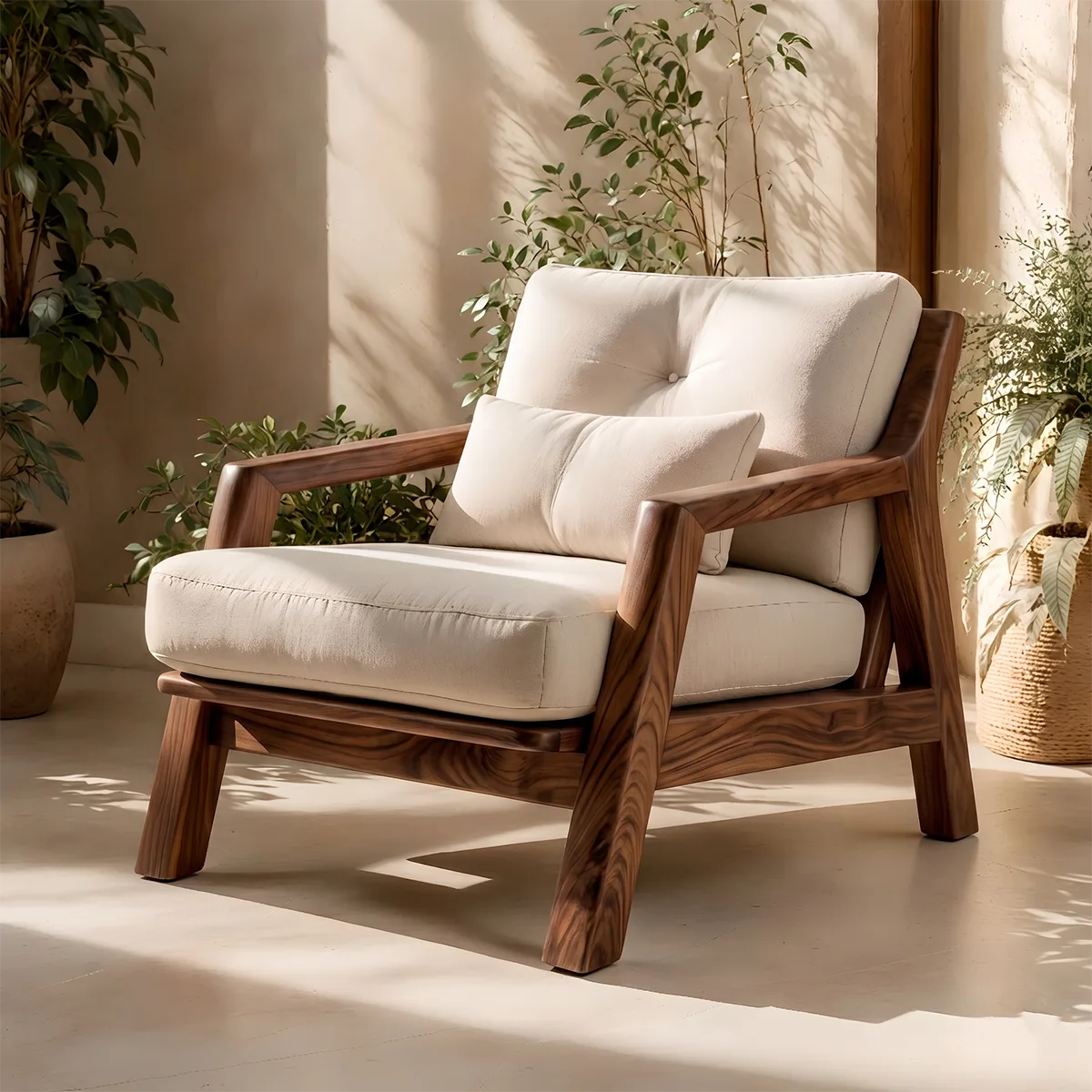 Solid Wood Lounge Chair | Modern Wooden Accent Chair for Living Room TT006-1283