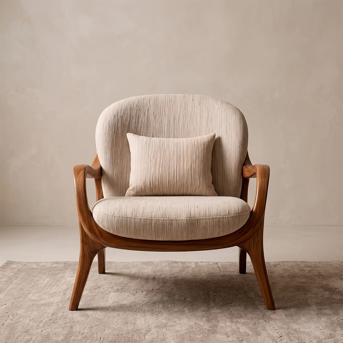 Solid Wood Lounge Chair | Sculptural Wooden Accent Chair for Modern Living Room TT006-1775
