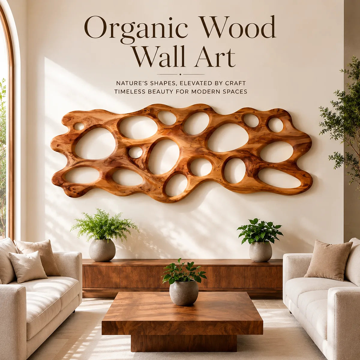 Abstract Organic Wood Wall Art | Modern Sculptural Wooden Wall Decor for Living Room, Bedroom & Office TT006-9555