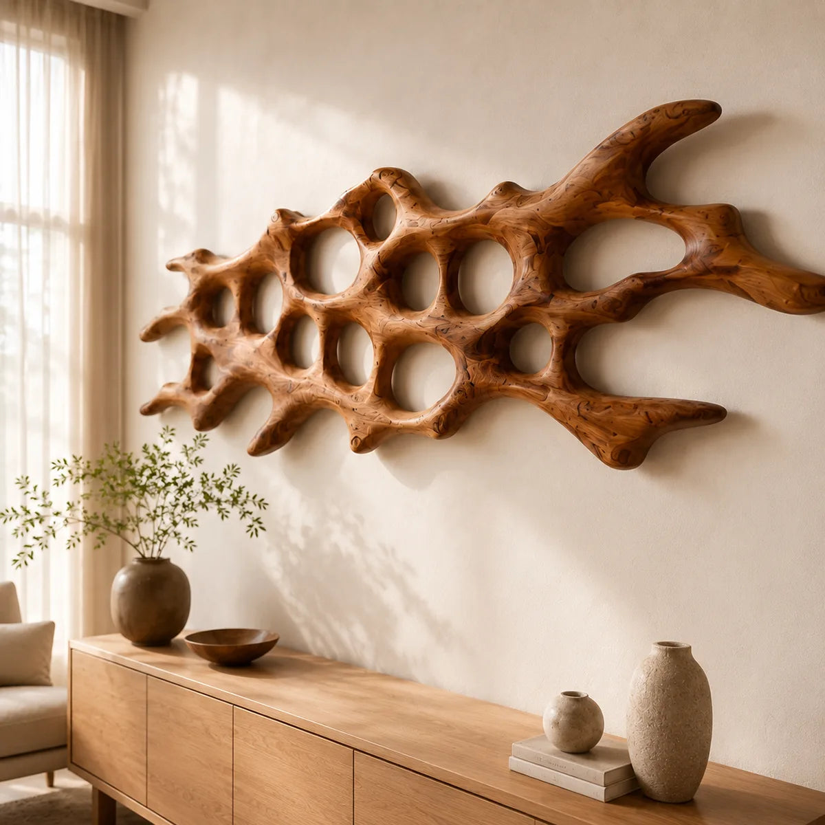 Abstract Organic Wood Wall Art | Modern Sculptural Wooden Wall Decor for Living Room, Bedroom & Office TT006-1213