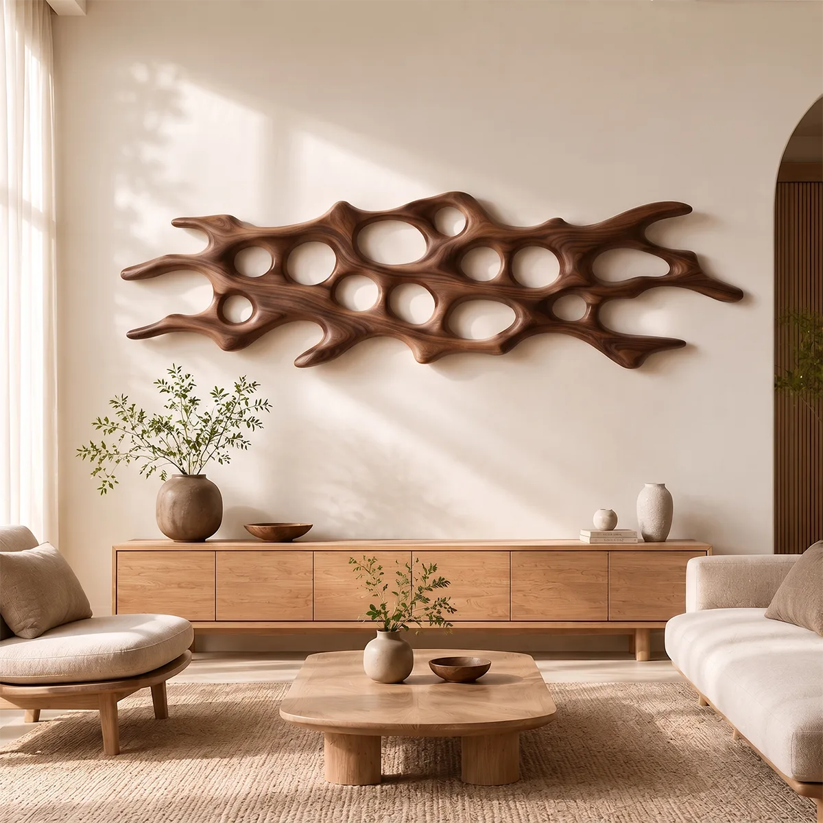 Abstract Organic Wood Wall Art | Modern Sculptural Wooden Wall Decor for Living Room, Bedroom & Office TT006-1213