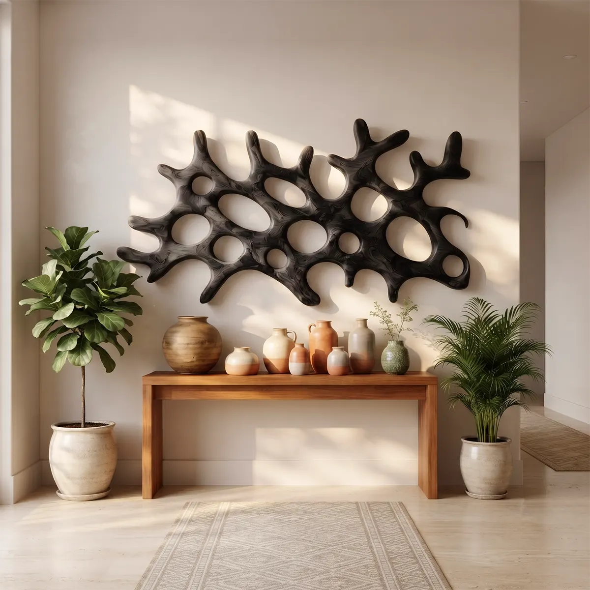 Abstract Organic Wood Wall Art | Modern Coral-Inspired Wooden Wall Decor for Living Room, Entryway & Office TT006-4296