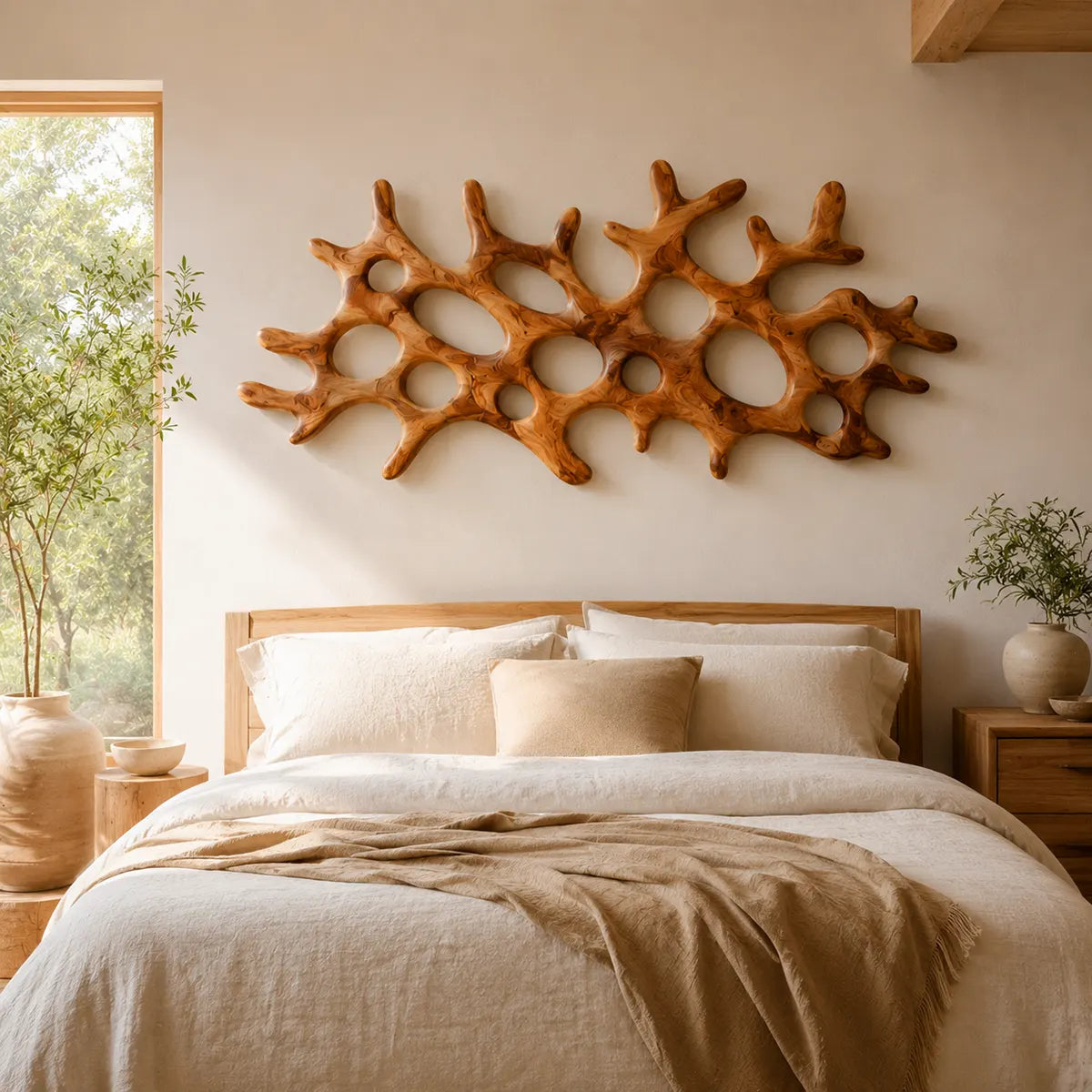 Abstract Organic Wood Wall Art | Modern Coral-Inspired Wooden Wall Decor for Living Room, Entryway & Office TT006-4296
