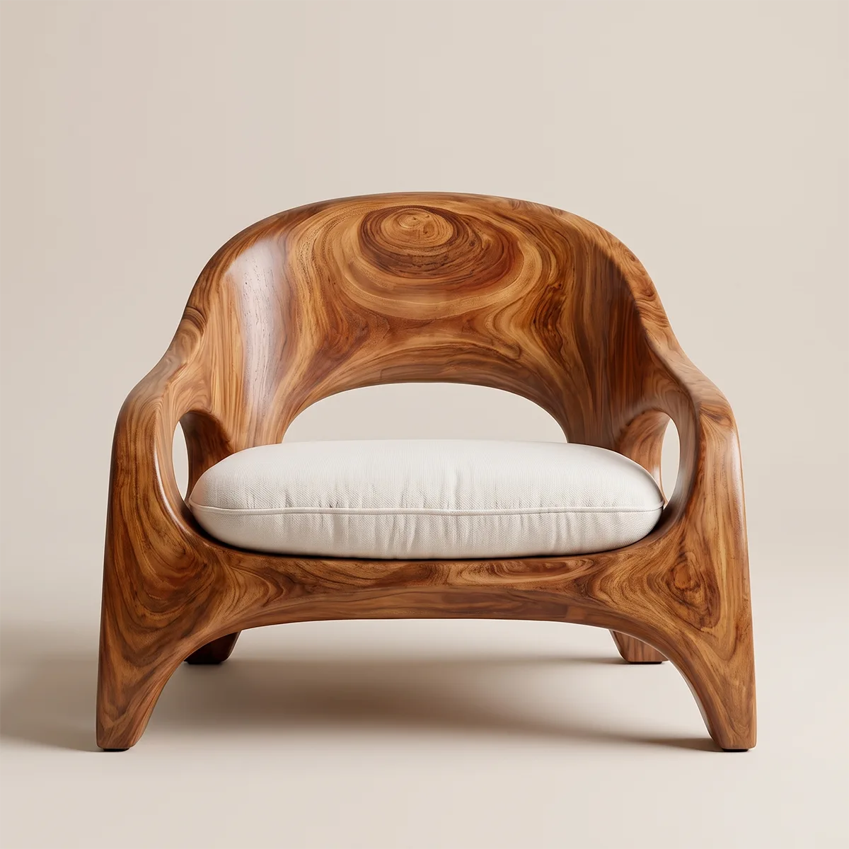 Solid Wood Lounge Chair | Sculptural Organic Modern Accent Chair TT006-8283