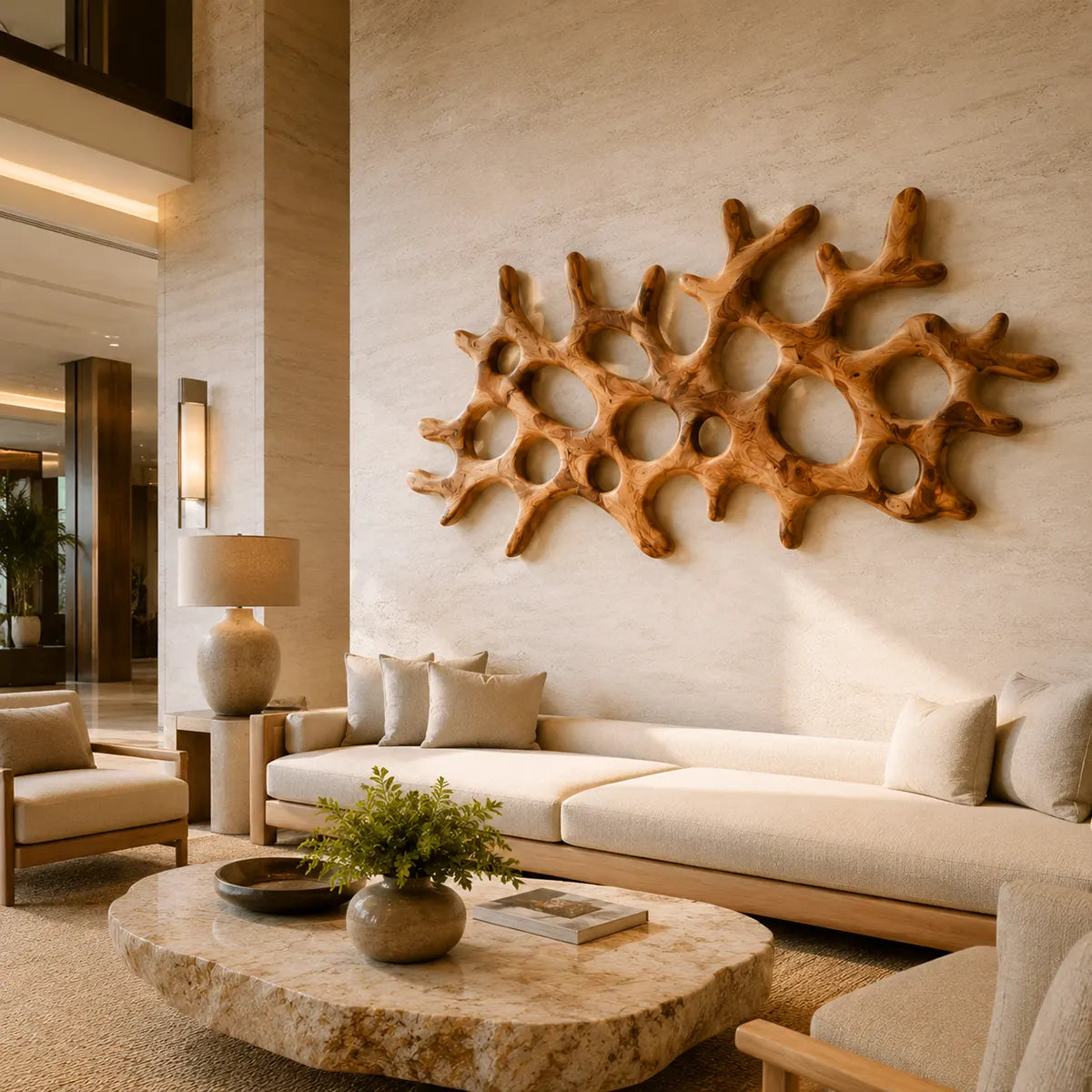 Abstract Organic Wood Wall Art | Modern Coral-Inspired Wooden Wall Decor for Living Room, Entryway & Office TT006-4296
