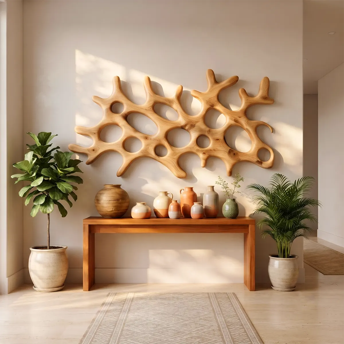 Abstract Organic Wood Wall Art | Modern Coral-Inspired Wooden Wall Decor for Living Room, Entryway & Office TT006-4296