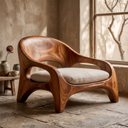 Solid Wood Lounge Chair | Sculptural Organic Modern Accent Chair TT006-8283