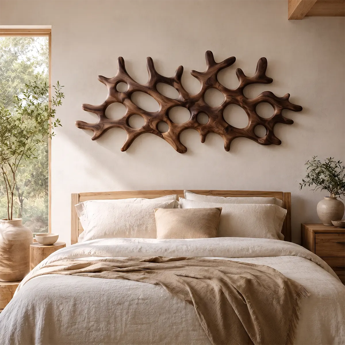 Abstract Organic Wood Wall Art | Modern Coral-Inspired Wooden Wall Decor for Living Room, Entryway & Office TT006-4296