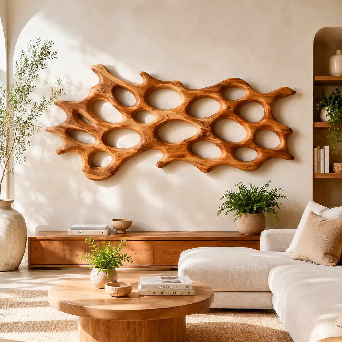 Abstract Organic Wood Wall Art | Modern Coral-Inspired Wooden Wall Decor for Living Room, Bedroom & Entryway TT006-3634