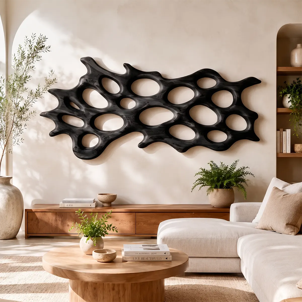 Abstract Organic Wood Wall Art | Modern Coral-Inspired Wooden Wall Decor for Living Room, Bedroom & Entryway TT006-3634