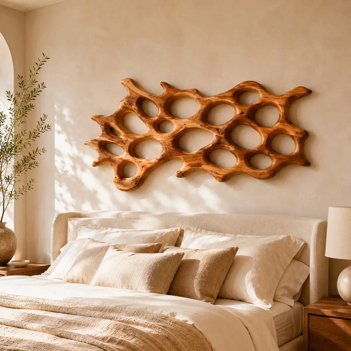 Abstract Organic Wood Wall Art | Modern Coral-Inspired Wooden Wall Decor for Living Room, Bedroom & Entryway TT006-3634
