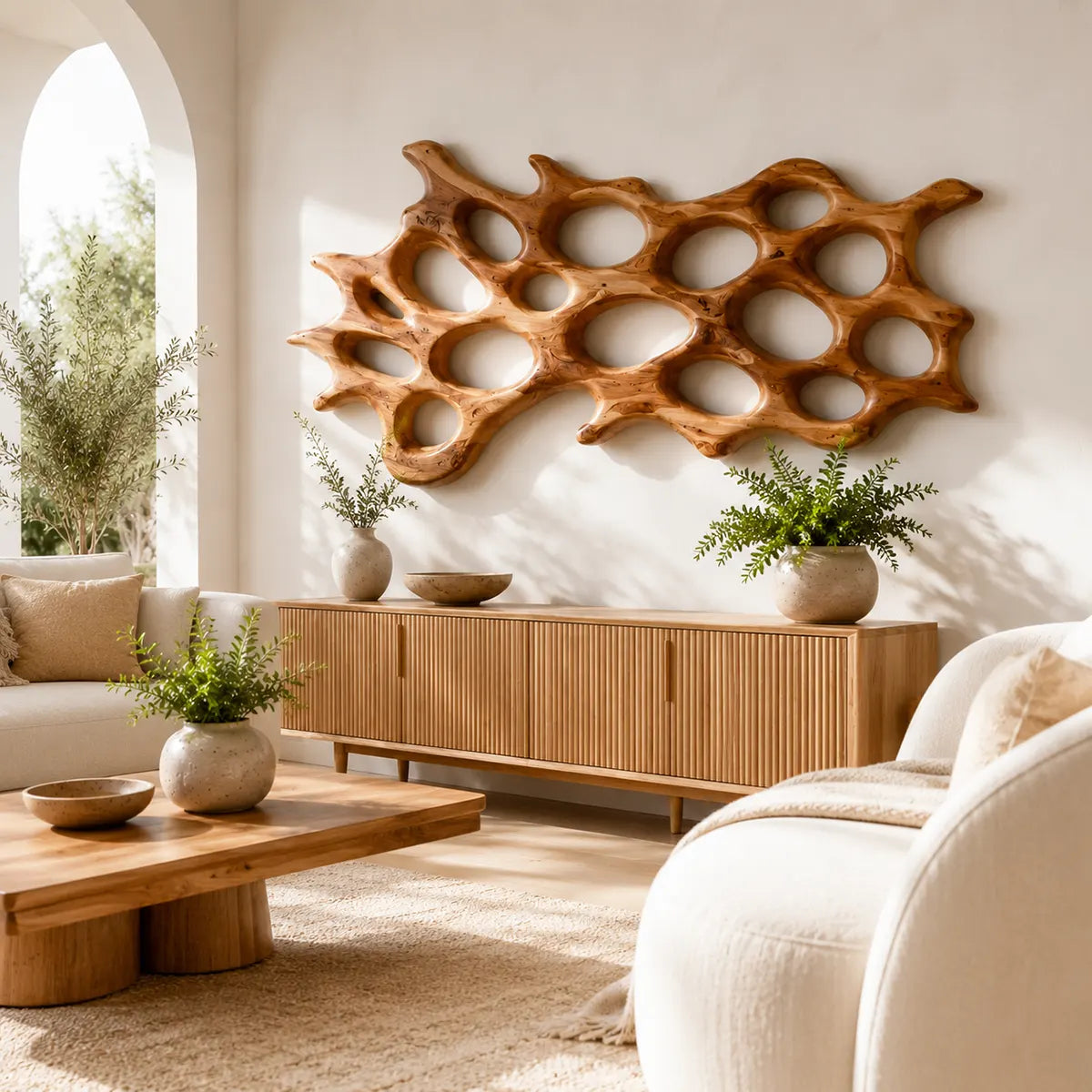 Abstract Organic Wood Wall Art | Modern Coral-Inspired Wooden Wall Decor for Living Room, Bedroom & Entryway TT006-3634