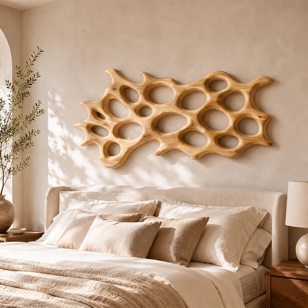Abstract Organic Wood Wall Art | Modern Coral-Inspired Wooden Wall Decor for Living Room, Bedroom & Entryway TT006-3634