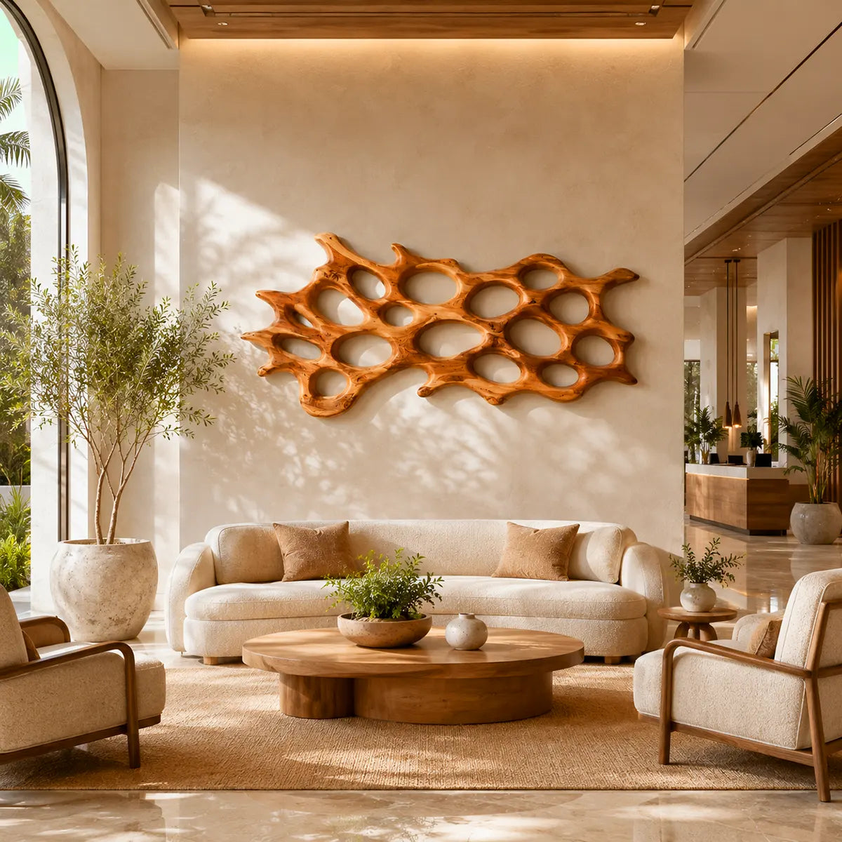Abstract Organic Wood Wall Art | Modern Coral-Inspired Wooden Wall Decor for Living Room, Bedroom & Entryway TT006-3634