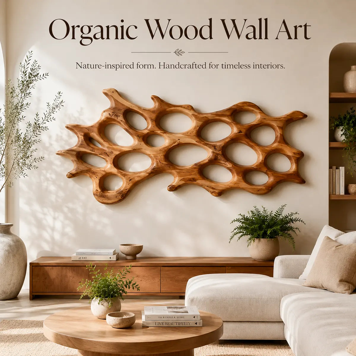 Abstract Organic Wood Wall Art | Modern Coral-Inspired Wooden Wall Decor for Living Room, Bedroom & Entryway TT006-3634
