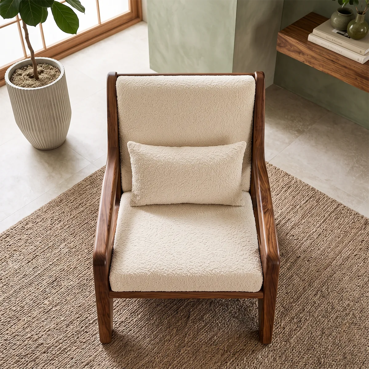 Solid Wood Lounge Chair | Mid Century Modern Wooden Accent Chair TT006-3803