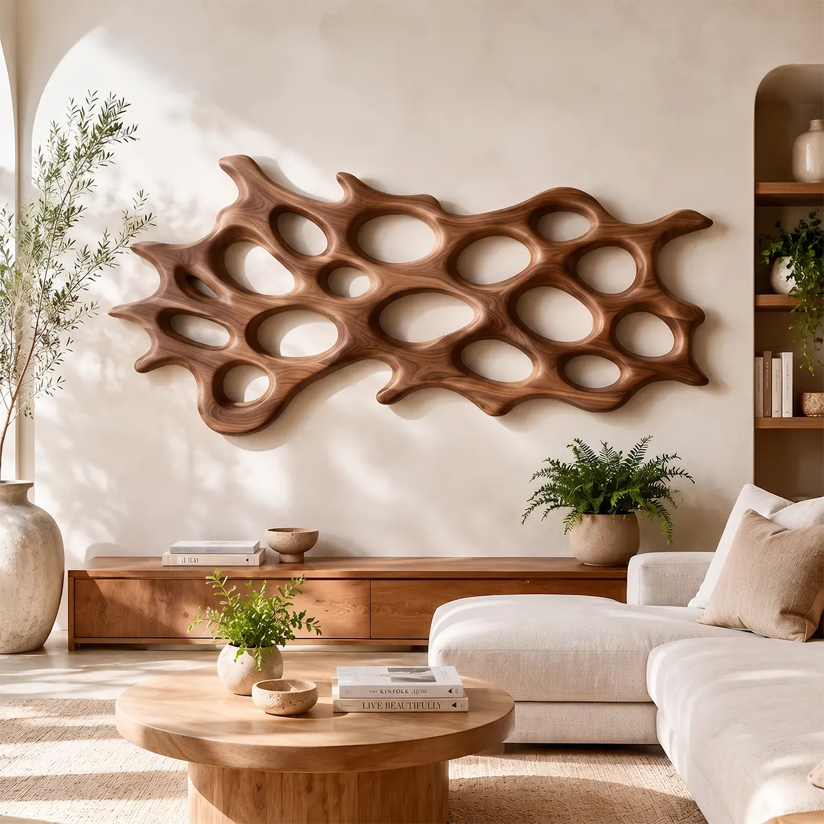 Abstract Organic Wood Wall Art | Modern Coral-Inspired Wooden Wall Decor for Living Room, Bedroom & Entryway TT006-3634