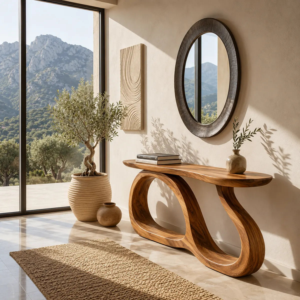 Modern Sculptural Console Table – Organic Contemporary Entryway Table TT006-3854