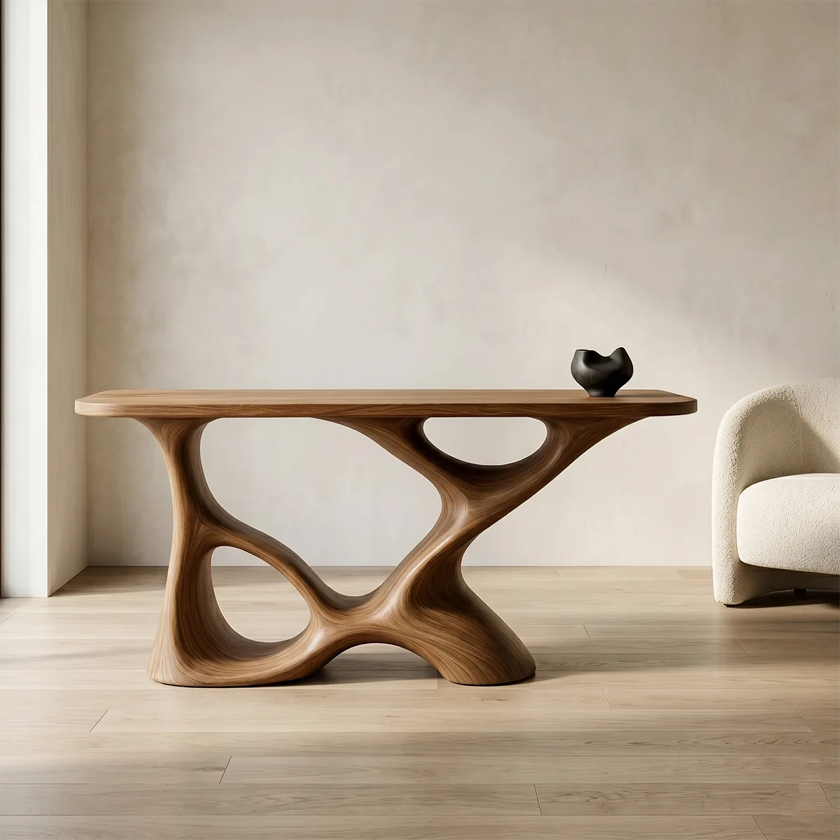 Organic Modern Wood Console Table, Sculptural Entryway Table, Handmade Solid Wood Sofa Table, Artistic Hallway Furniture