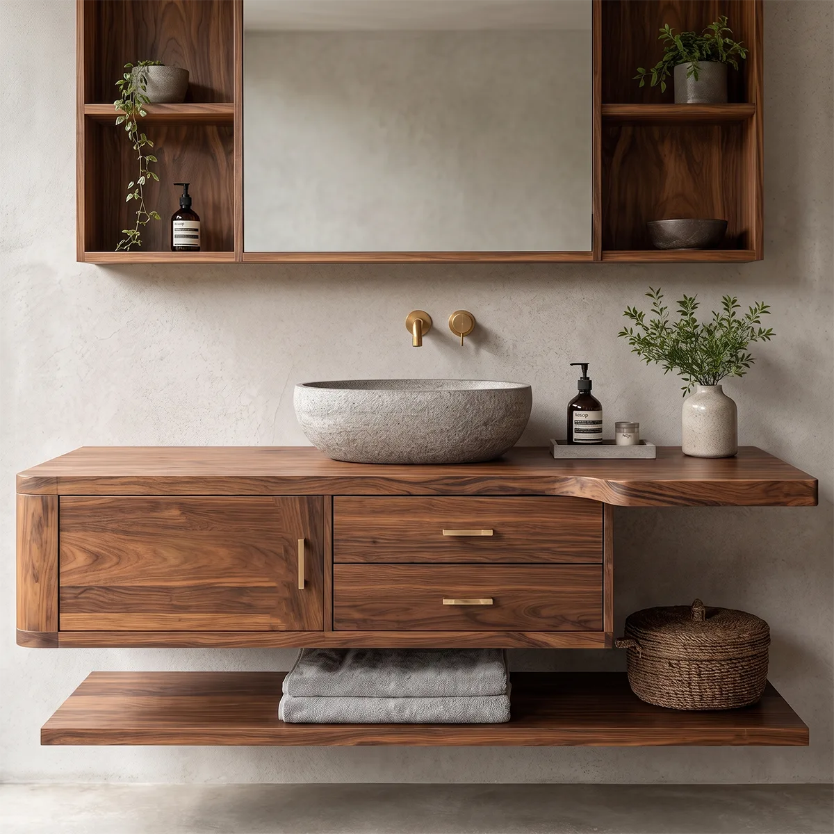 Floating Bathroom Vanity with Drawers & Lower Shelf | Modern Wall Mounted Vanity TT006-1NHY8EM