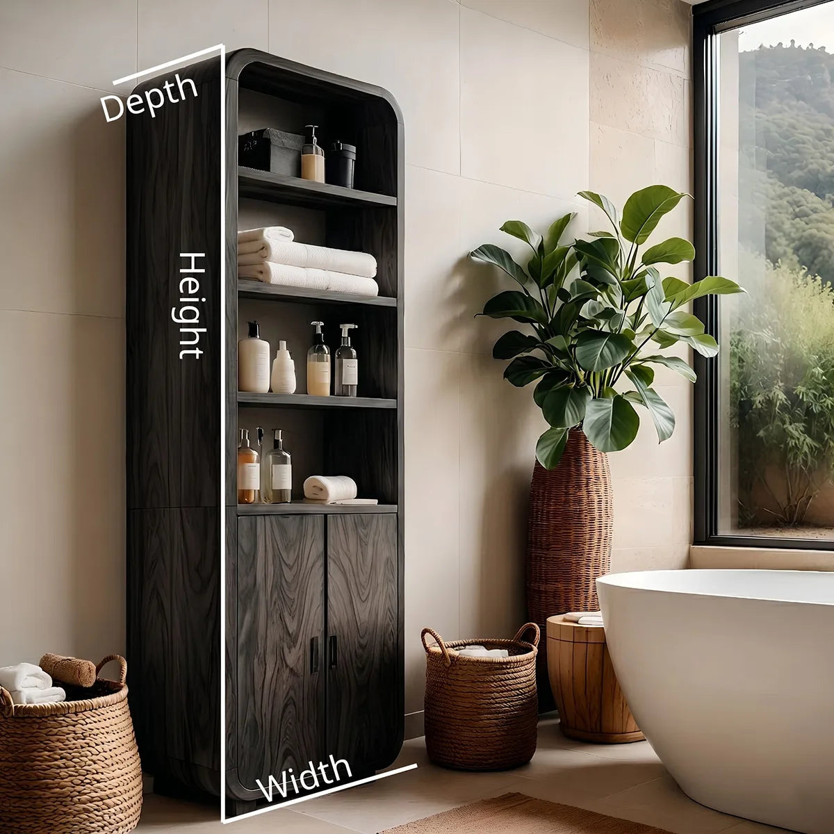 Handcrafted Solid Wood Bathroom Storage Cabinet