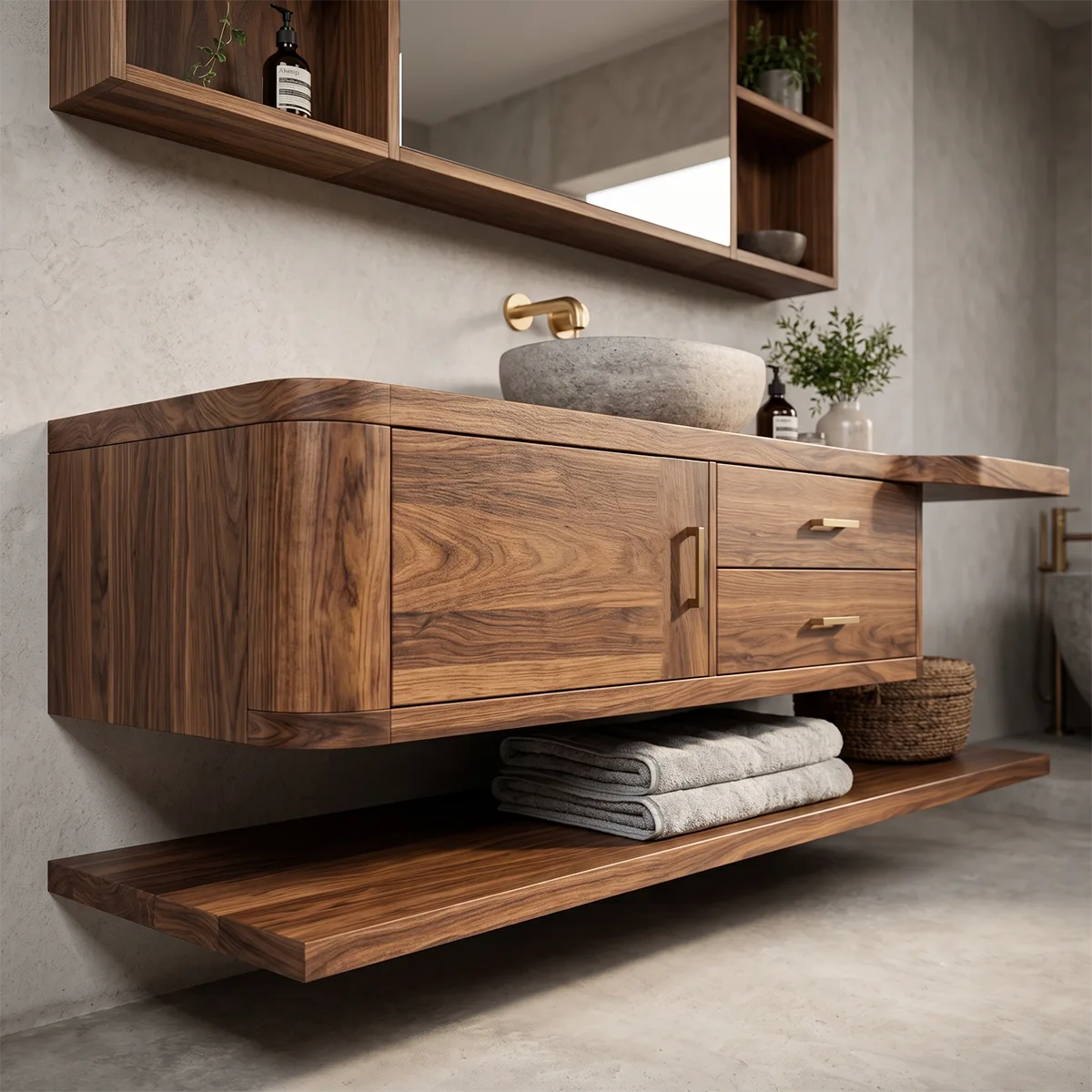 Floating Bathroom Vanity with Drawers & Lower Shelf | Modern Wall Mounted Vanity TT006-1NHY8EM