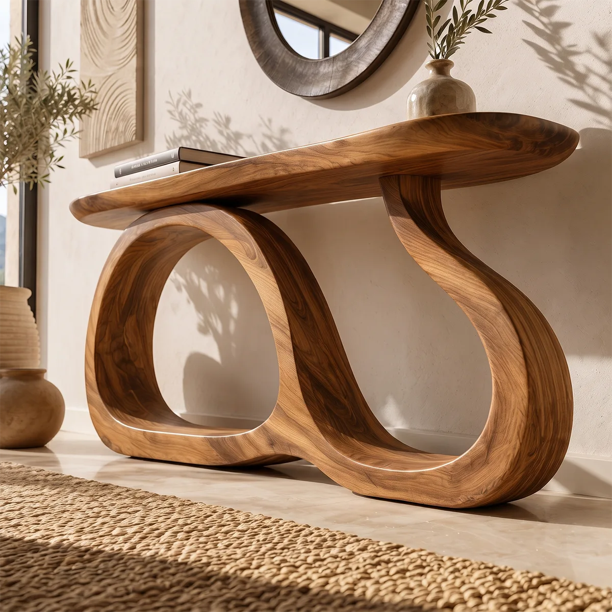 Modern Sculptural Console Table – Organic Contemporary Entryway Table TT006-3854