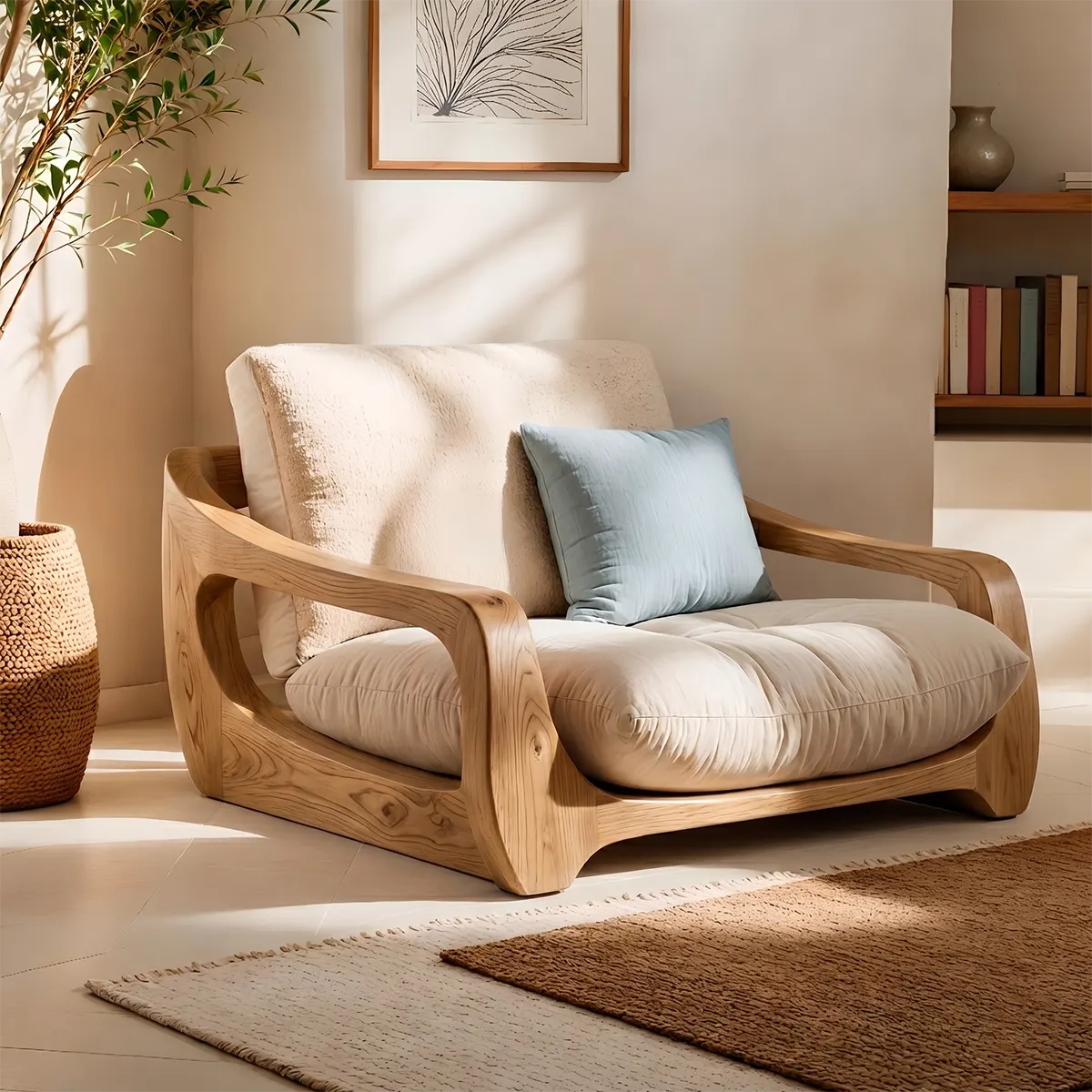 Organic Wood Lounge Chair, Sculptural Accent Chair, Modern Handcrafted Armchair TT006-3308