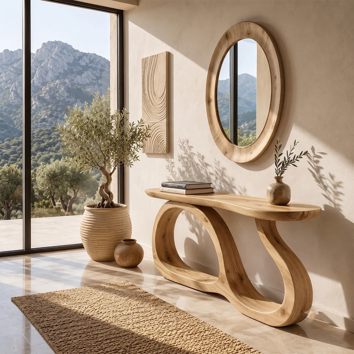 Modern Sculptural Console Table – Organic Contemporary Entryway Table TT006-3854