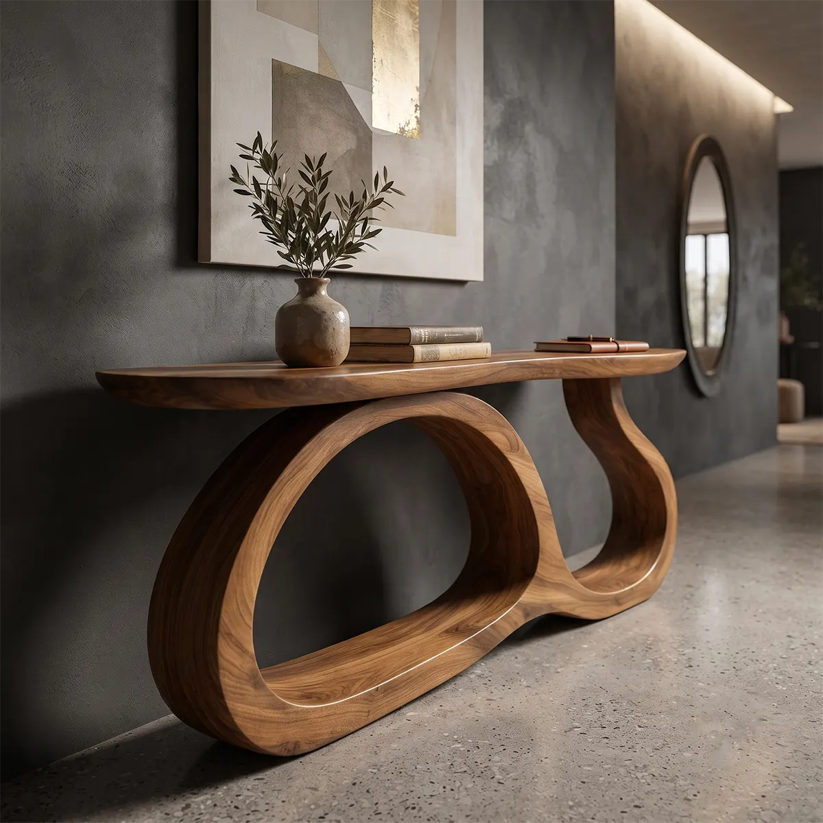 Modern Sculptural Console Table – Organic Contemporary Entryway Table TT006-3854