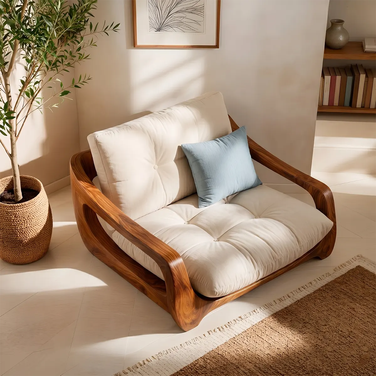 Organic Wood Lounge Chair, Sculptural Accent Chair, Modern Handcrafted Armchair TT006-3308