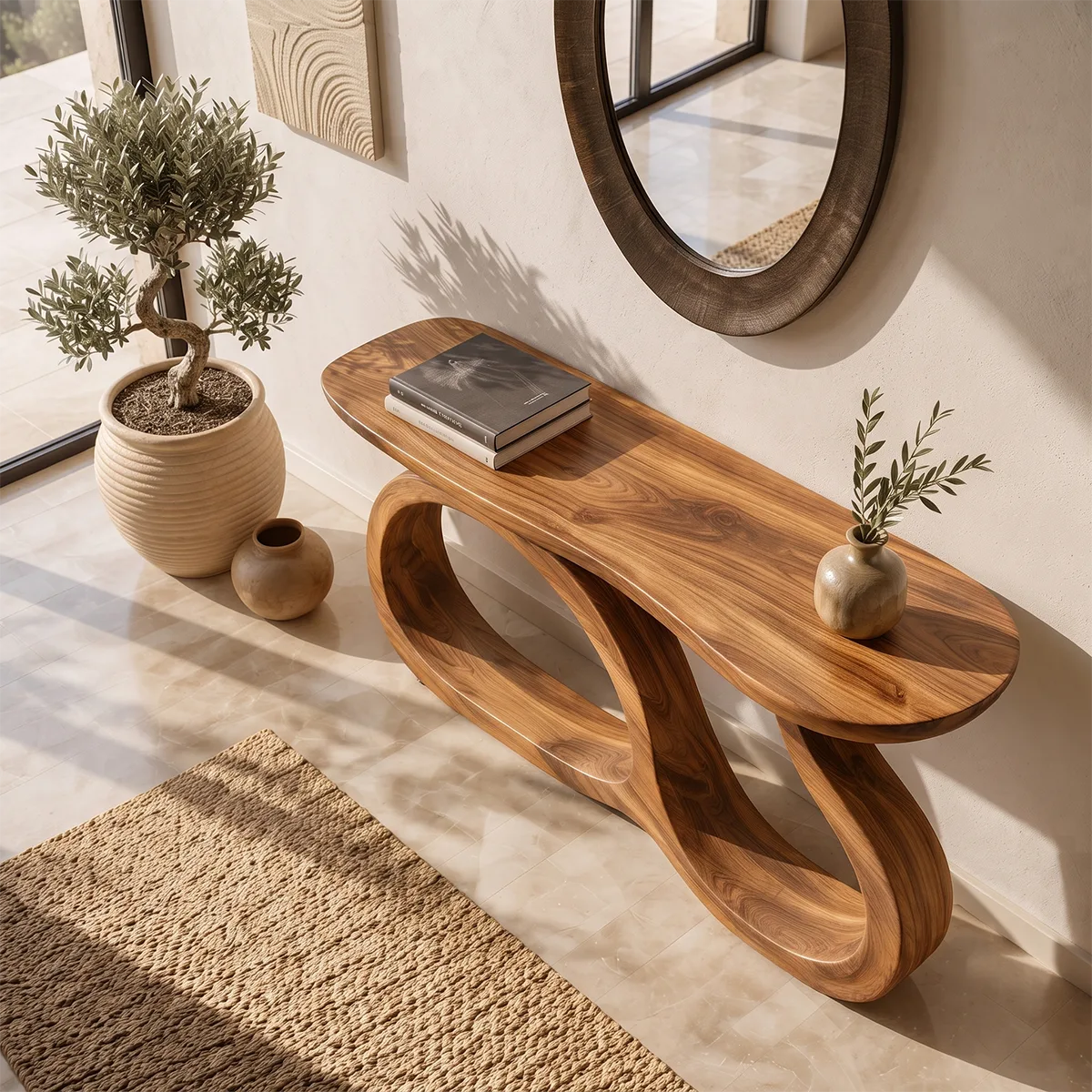 Modern Sculptural Console Table – Organic Contemporary Entryway Table TT006-3854