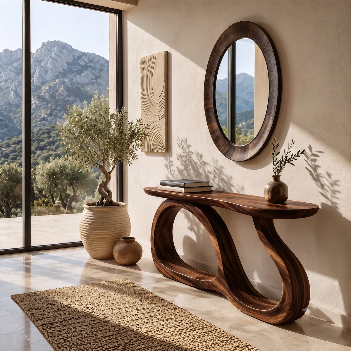 Modern Sculptural Console Table – Organic Contemporary Entryway Table TT006-3854
