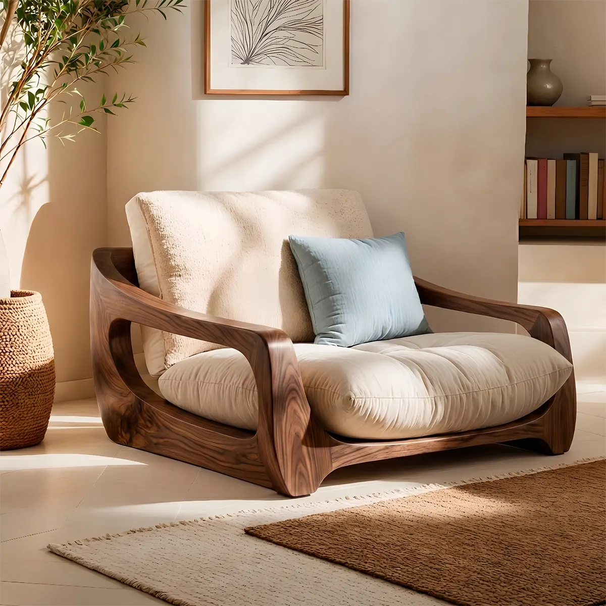 Organic Wood Lounge Chair, Sculptural Accent Chair, Modern Handcrafted Armchair TT006-3308