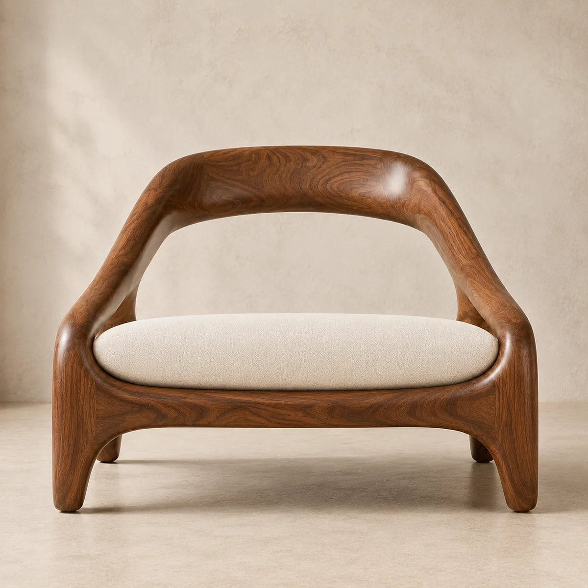 Solid Wood Lounge Chair | Organic Modern Sculptural Wooden Accent Chair TT006-7503