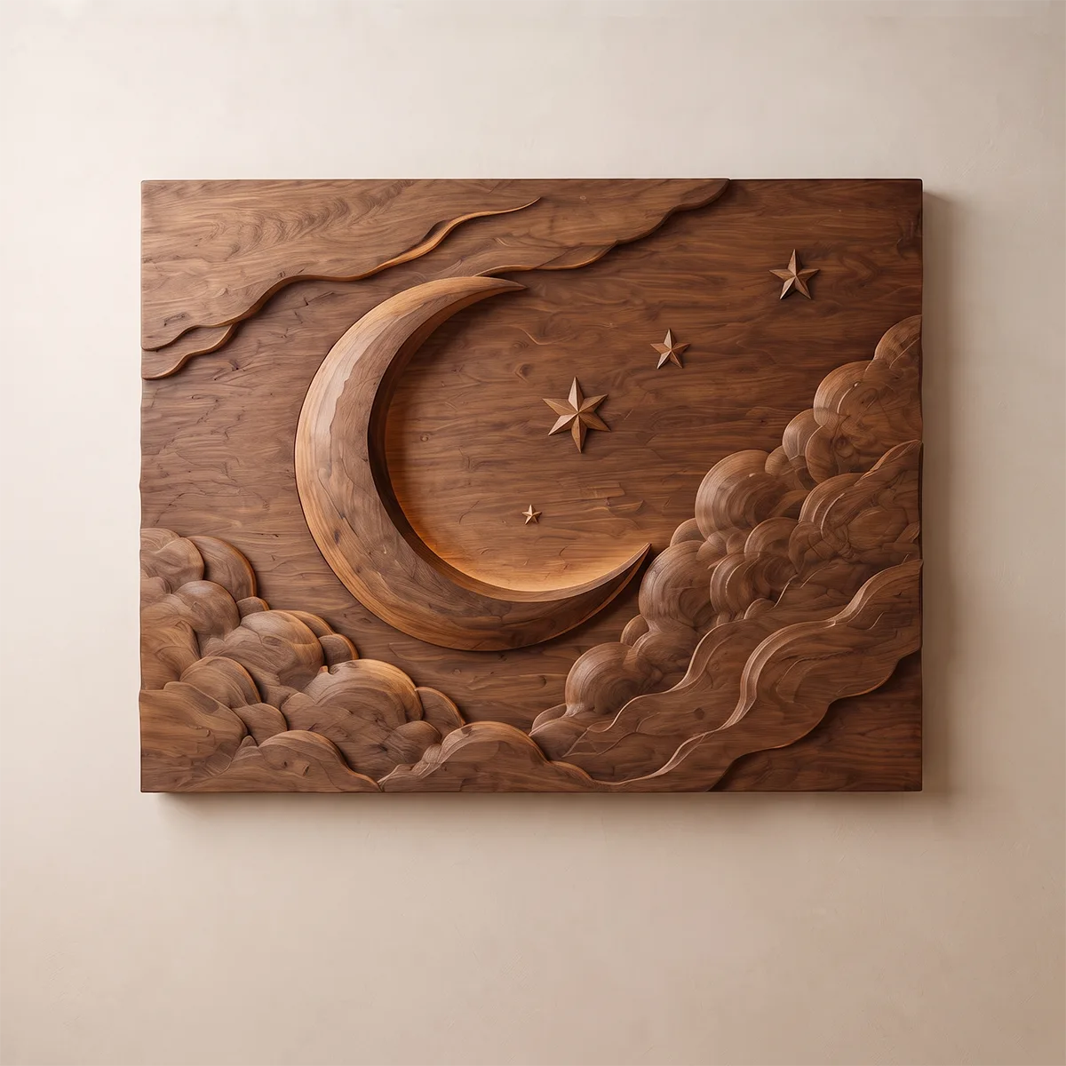 Celestial Moon Wood Wall Art | Crescent Moon Wooden Wall Decor for Bedroom, Nursery & Living Room TT006-8601