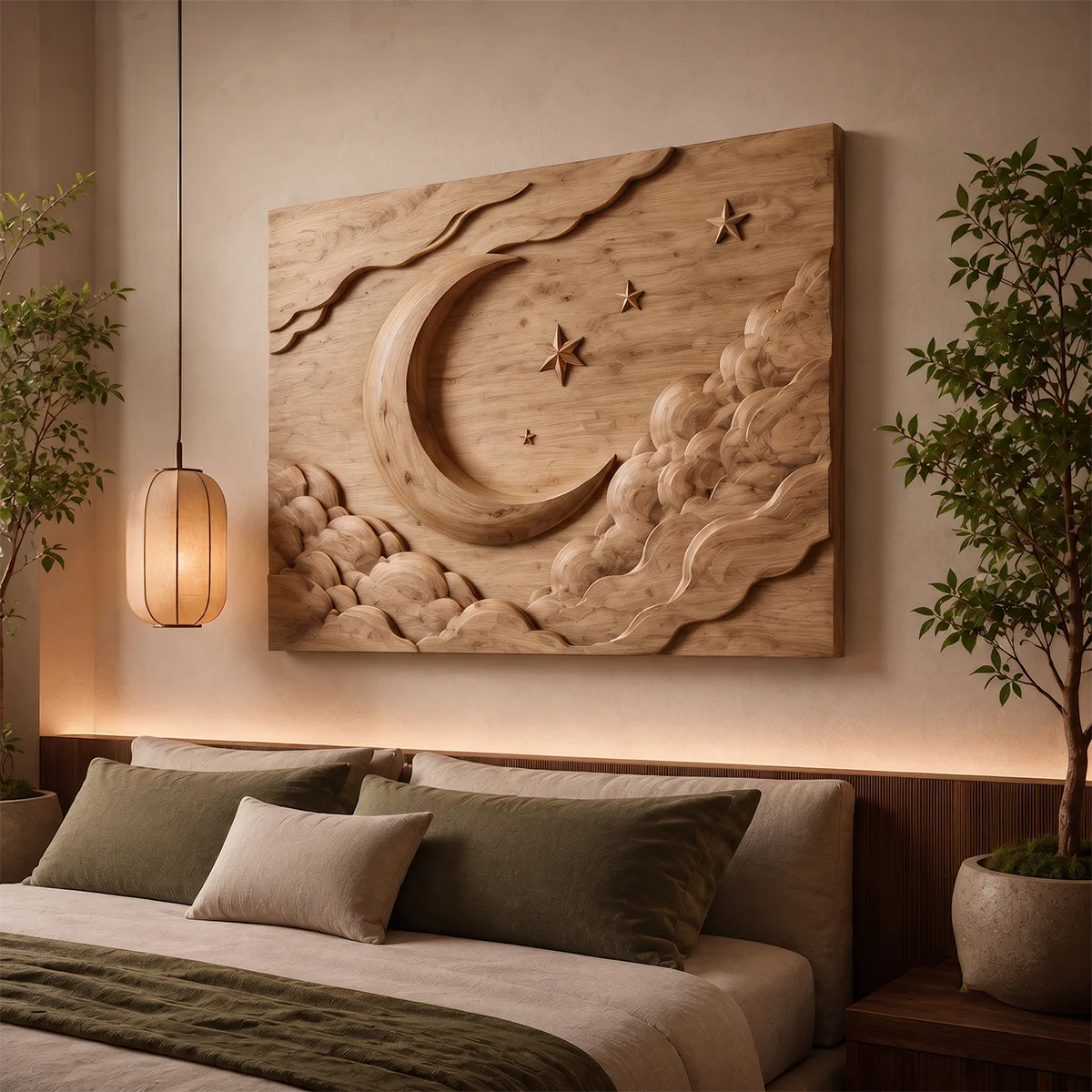 Celestial Moon Wood Wall Art | Crescent Moon Wooden Wall Decor for Bedroom, Nursery & Living Room TT006-8601