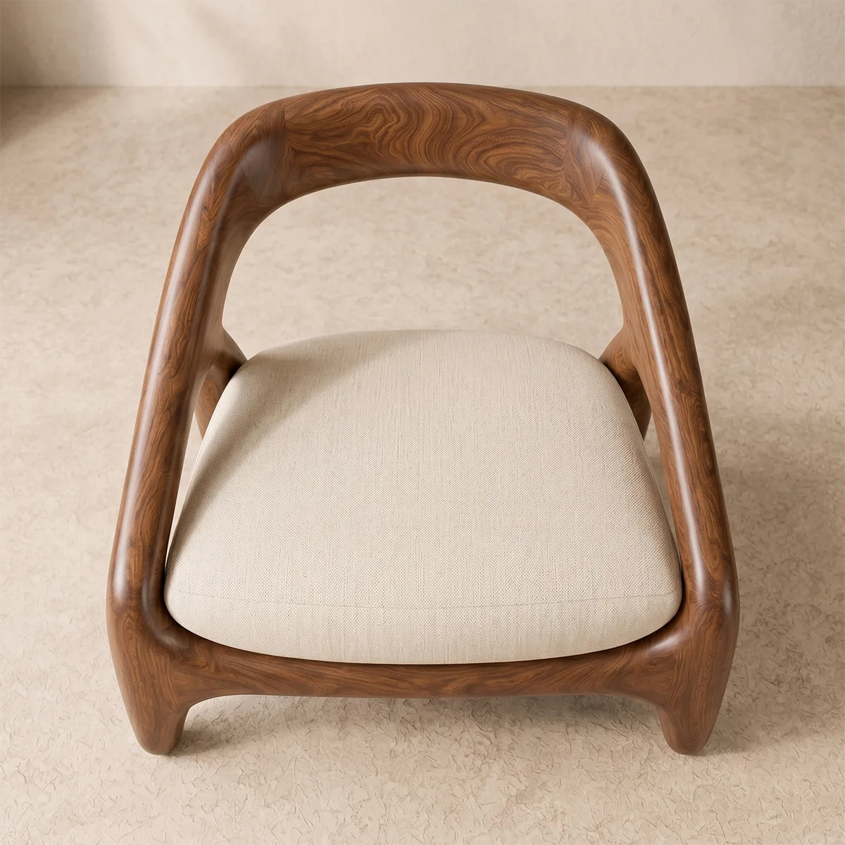 Solid Wood Lounge Chair | Organic Modern Sculptural Wooden Accent Chair TT006-7503